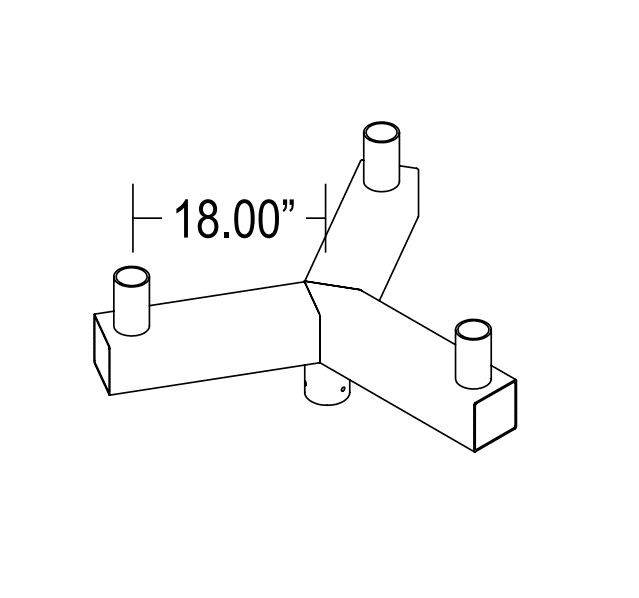 Galvanized Square Straight Bull Horn 3 at 120°