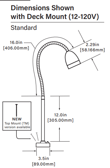 Deck Mounted BBQ Light Flex Threaded Egg 12 Volt