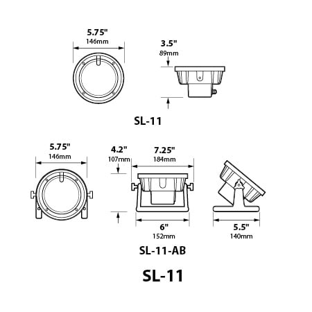 LED 7W Cast Brass Underwater Light 12Volt (With Aiming Bracket)