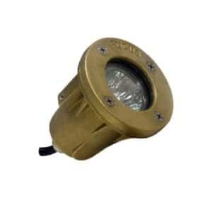 3W Fountain Brass Underwater 36° Flood Light Flat Cap Side Mounting (w/Aiming Bracket)
