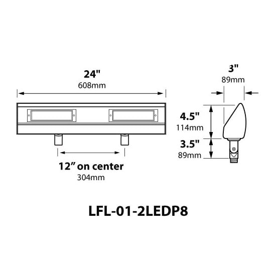 2ft LED 8W 3000K Wide Flood Light 20-277V