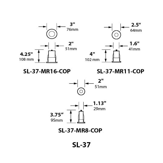 MR8 Copper Recessed Deck Light