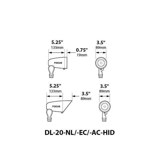 LED Aluminum PAR20 120V Bullet Light Angle Cap, Convex Lens 8W