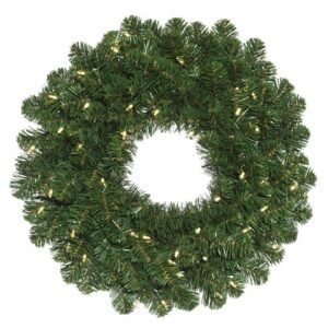 Pre-Lit Warm White 24″ Oregon Fir Wreath