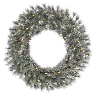 Frosted Lacey Wreath (Pre-Lit) 24"