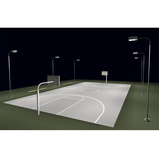 LED Basketball Full Court Lighting System 4" Diam. 10 Gauge Direct Burial