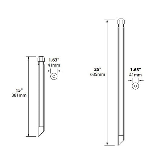 Telescopic Mounting Stake Aluminum (Black) 15" (With 12" Riser)