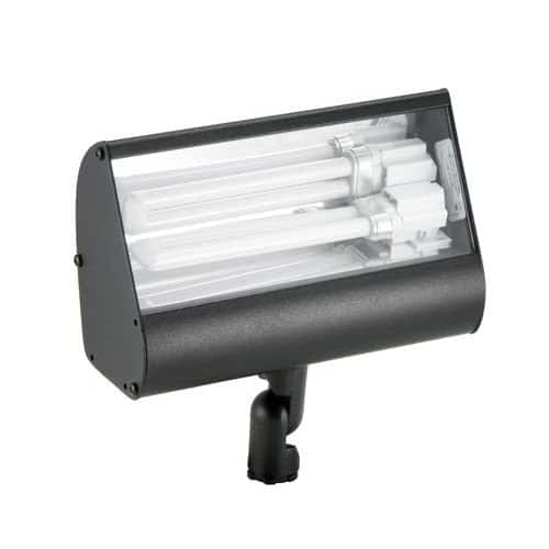 Black, White 120V/277V 26W Fluorescent Flood Light w/Hood Extension