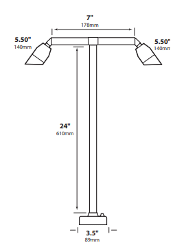 BQTCD02 Commercial Deck Mount (Angled Bullet Twin Head)