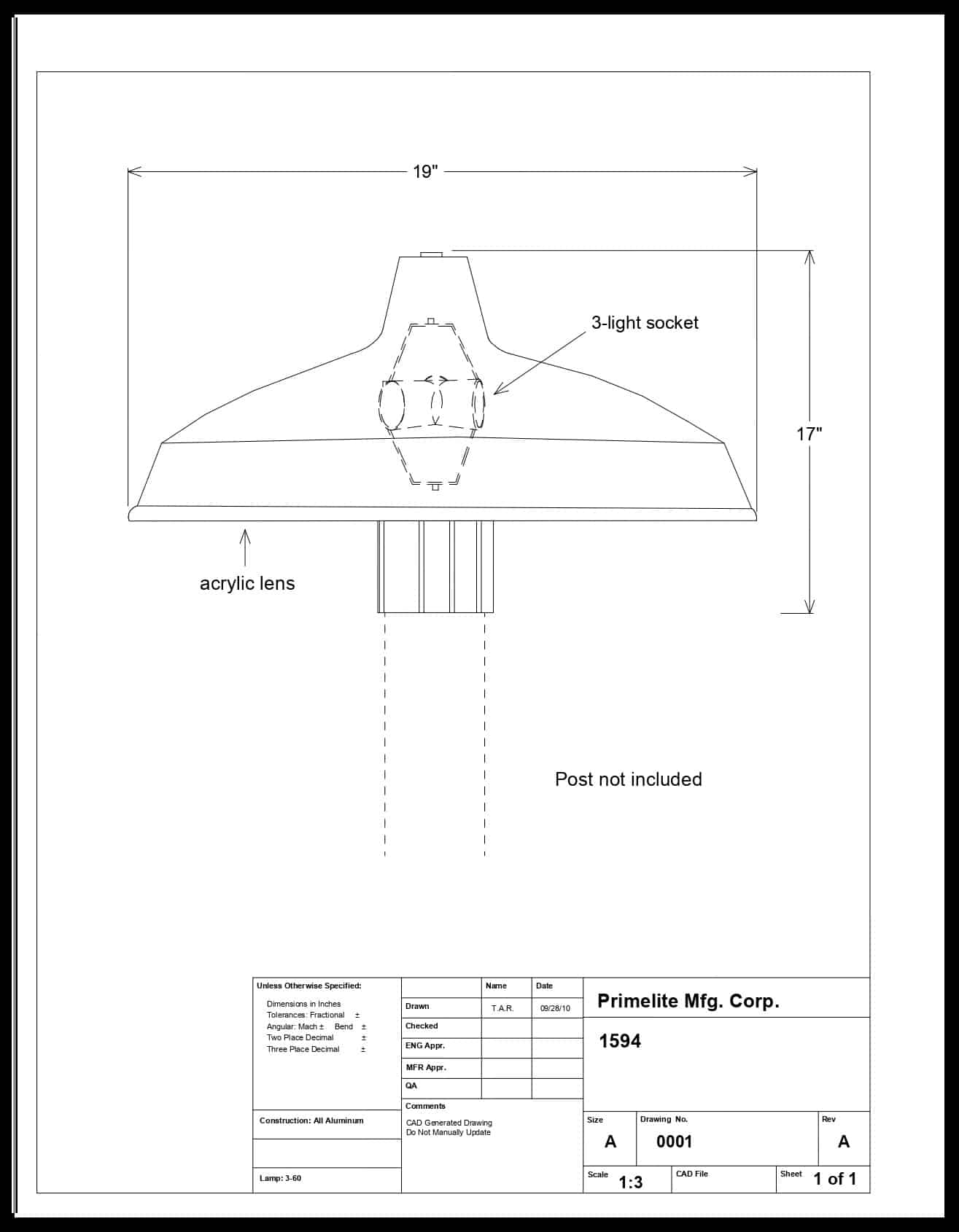 Dark Sky Friendly Barn Shade Post Light