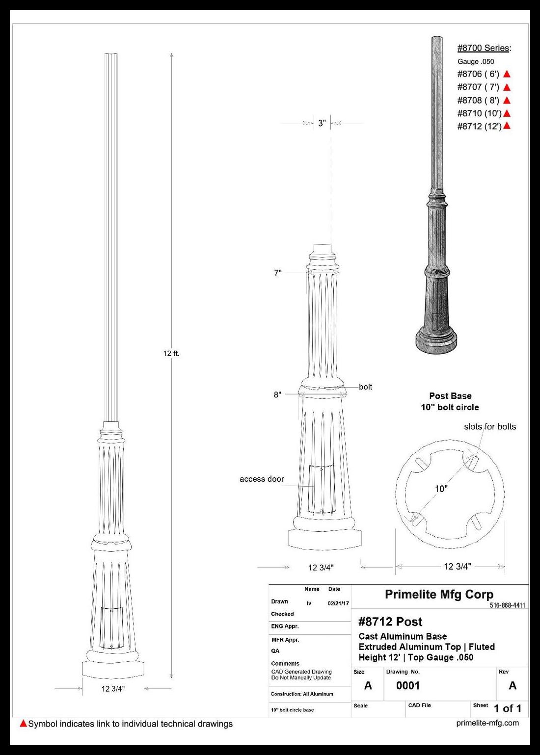 12 ft Decorative Outdoor Lighting Pole and Base
