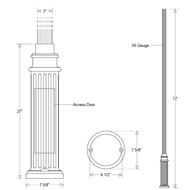 12 ft Decorative Outdoor Lighting Pole and Base