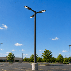 25' Square Straight Pole Triple Fixture Light Package